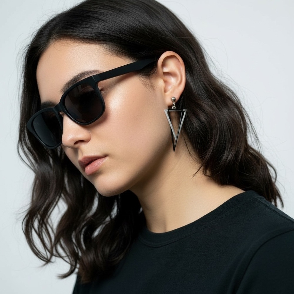Geometric Black and White Earrings